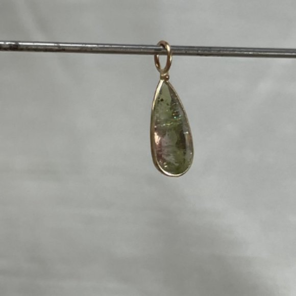 2CT Natural Pink Green Watermelon Tourmaline Pear Shape in Solid 14K Yellow Gold - Picture 5 of 8